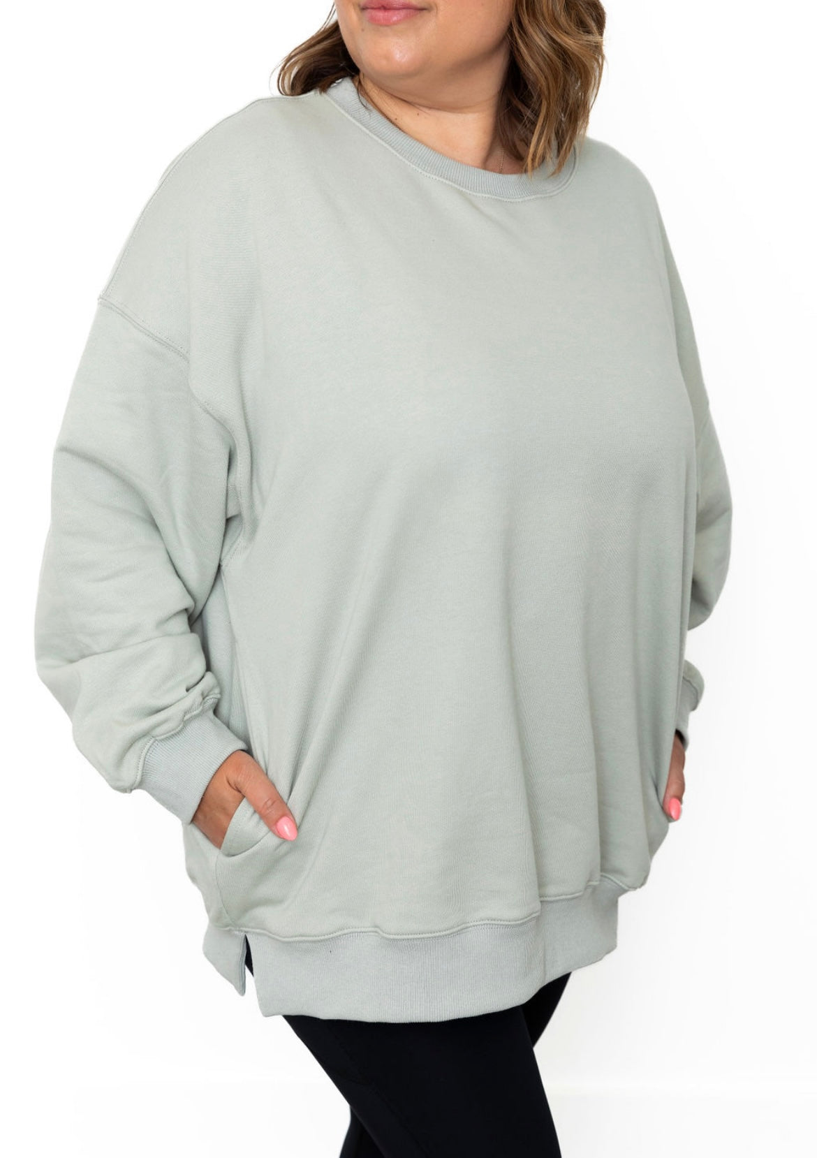 Oversized Terry Pullover Sweater- Sage-Tops- Hometown Style HTS, women's in store and online boutique located in Ingersoll, Ontario