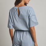 Striped Romper - Blue-Shorts- Hometown Style HTS, women's in store and online boutique located in Ingersoll, Ontario