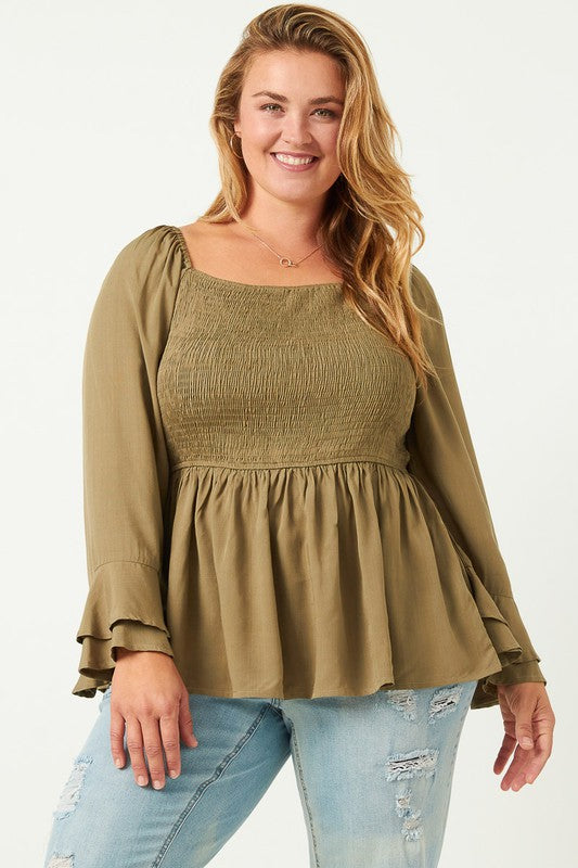 Fall Peplum Blouse - EX- Hometown Style HTS, women's in store and online boutique located in Ingersoll, Ontario