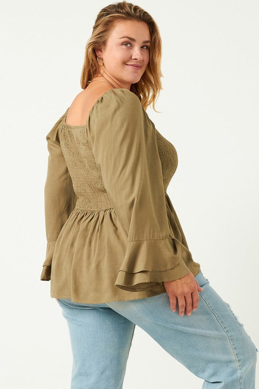 Fall Peplum Blouse - EX- Hometown Style HTS, women's in store and online boutique located in Ingersoll, Ontario