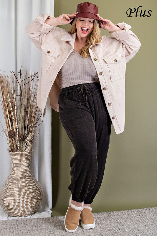 Corduroy Shirt Jacket - Oatmeal- EX- Hometown Style HTS, women's in store and online boutique located in Ingersoll, Ontario