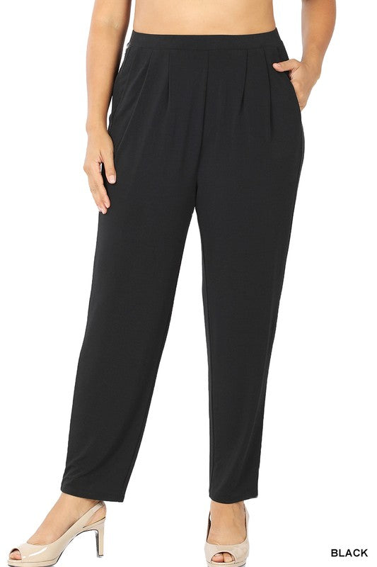 Pleated Dress Pants - Black - EX-Pants- Hometown Style HTS, women's in store and online boutique located in Ingersoll, Ontario