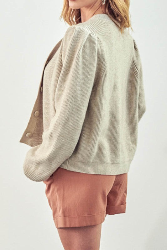Sweater Cardigan - Taupe-cardigan- Hometown Style HTS, women's in store and online boutique located in Ingersoll, Ontario