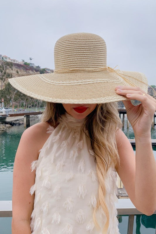 Natural Sun Straw Floppy Hat-Hat- Hometown Style HTS, women's in store and online boutique located in Ingersoll, Ontario