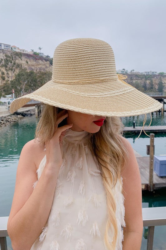Natural Sun Straw Floppy Hat-Hat- Hometown Style HTS, women's in store and online boutique located in Ingersoll, Ontario