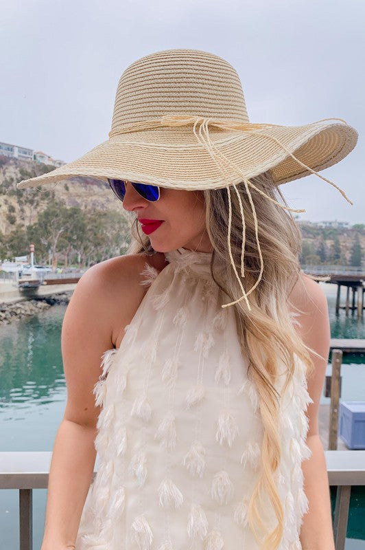 Natural Sun Straw Floppy Hat-Hat- Hometown Style HTS, women's in store and online boutique located in Ingersoll, Ontario
