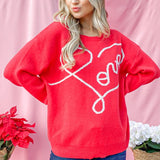 Love Valentines Day Sweater - Red-Sweater- Hometown Style HTS, women's in store and online boutique located in Ingersoll, Ontario