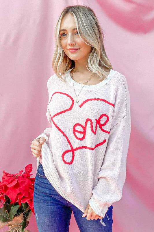Love Valentines Day Sweater - Ivory-Sweater- Hometown Style HTS, women's in store and online boutique located in Ingersoll, Ontario