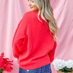 Love Valentines Day Sweater - Red-Sweater- Hometown Style HTS, women's in store and online boutique located in Ingersoll, Ontario