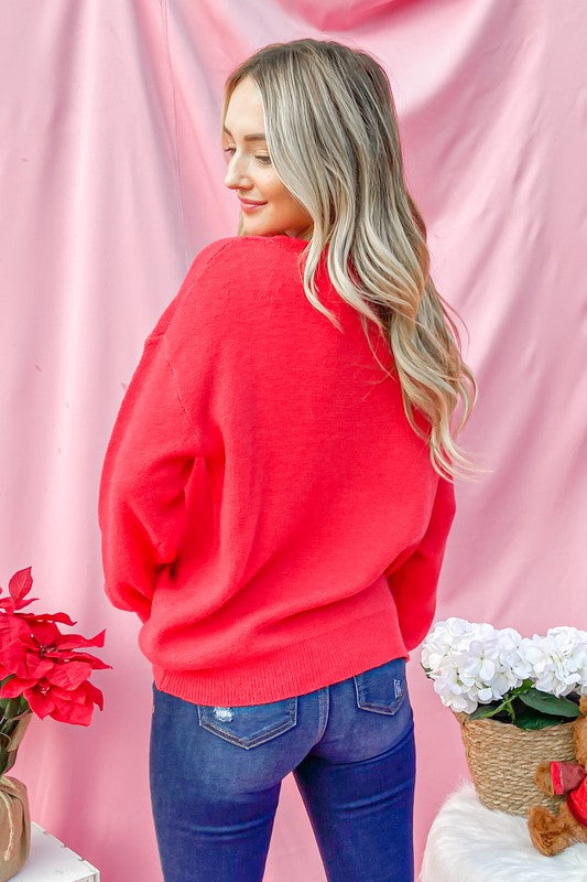 Love Valentines Day Sweater - Red-Sweater- Hometown Style HTS, women's in store and online boutique located in Ingersoll, Ontario