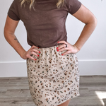 Floral Mini Skirt - Champagne-Skirt- Hometown Style HTS, women's in store and online boutique located in Ingersoll, Ontario