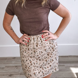 Floral Mini Skirt - Champagne-Skirt- Hometown Style HTS, women's in store and online boutique located in Ingersoll, Ontario