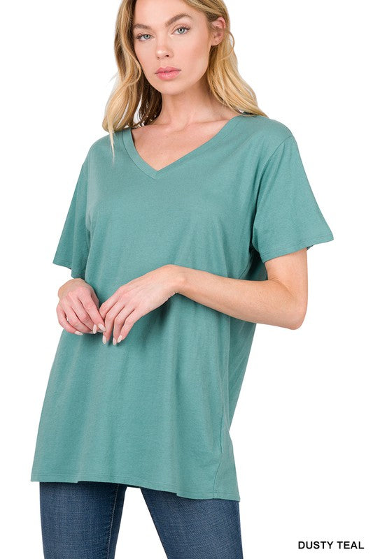 Cotton Tee - Dusty Teal-tee- Hometown Style HTS, women's in store and online boutique located in Ingersoll, Ontario