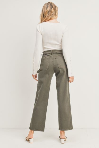 Carpenter pants - Dark Olive-Pants- Hometown Style HTS, women's in store and online boutique located in Ingersoll, Ontario