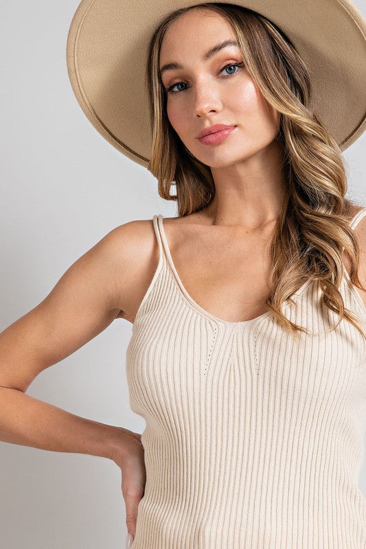 Ribbed Knit Tank - Oatmeal - EX-tank- Hometown Style HTS, women's in store and online boutique located in Ingersoll, Ontario