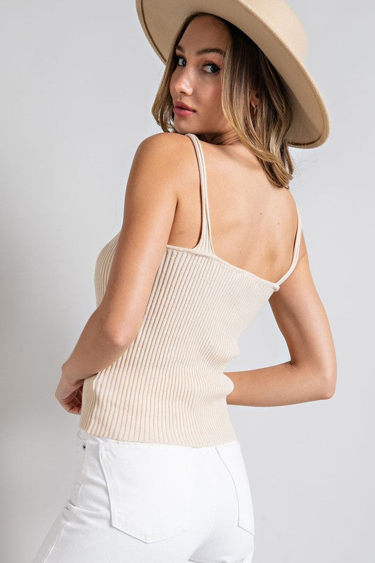 Ribbed Knit Tank - Oatmeal - EX-tank- Hometown Style HTS, women's in store and online boutique located in Ingersoll, Ontario