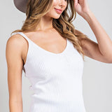 Ribbed Knit Tank - White-tank- Hometown Style HTS, women's in store and online boutique located in Ingersoll, Ontario