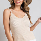 Ribbed Knit Tank - Oatmeal - EX-tank- Hometown Style HTS, women's in store and online boutique located in Ingersoll, Ontario