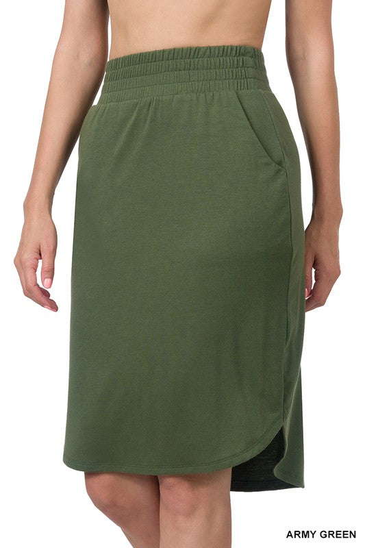 Tulip Hem, Casual Skirt - Green-Skirt- Hometown Style HTS, women's in store and online boutique located in Ingersoll, Ontario