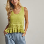 Textured Sweater Tank Top - Lime-Casual Tops- Hometown Style HTS, women's in store and online boutique located in Ingersoll, Ontario
