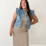 Ruffled Denim Vest-vest- Hometown Style HTS, women's in store and online boutique located in Ingersoll, Ontario