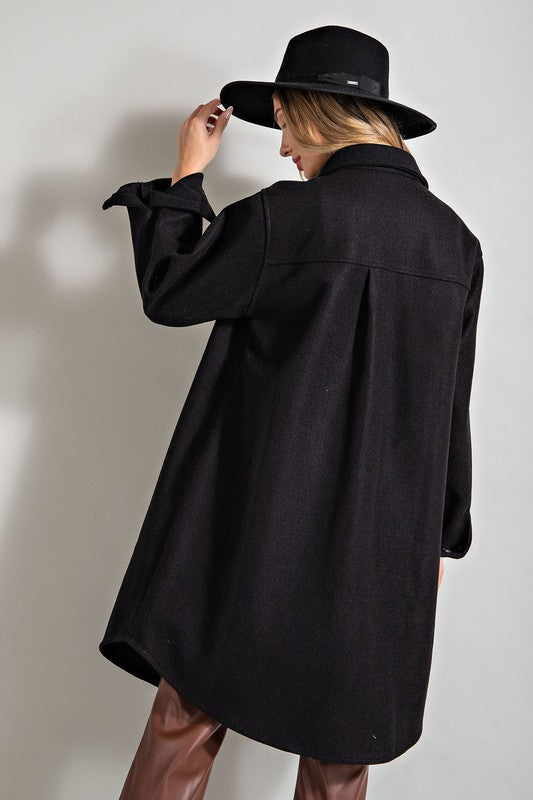 Long Shacket - Black-Coats & Jackets- Hometown Style HTS, women's in store and online boutique located in Ingersoll, Ontario