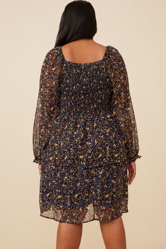 Fall Floral Dress - EX - Black-Dress- Hometown Style HTS, women's in store and online boutique located in Ingersoll, Ontario