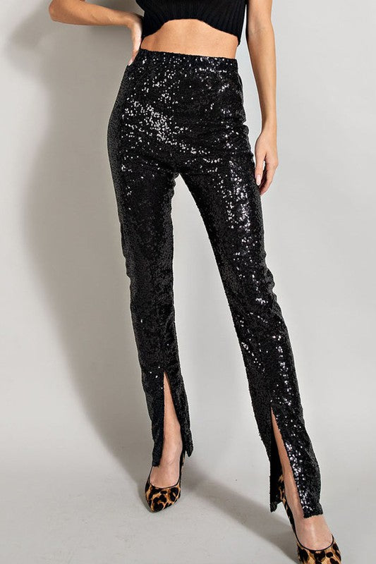 Sequin High Waisted Pants- Hometown Style HTS, women's in store and online boutique located in Ingersoll, Ontario