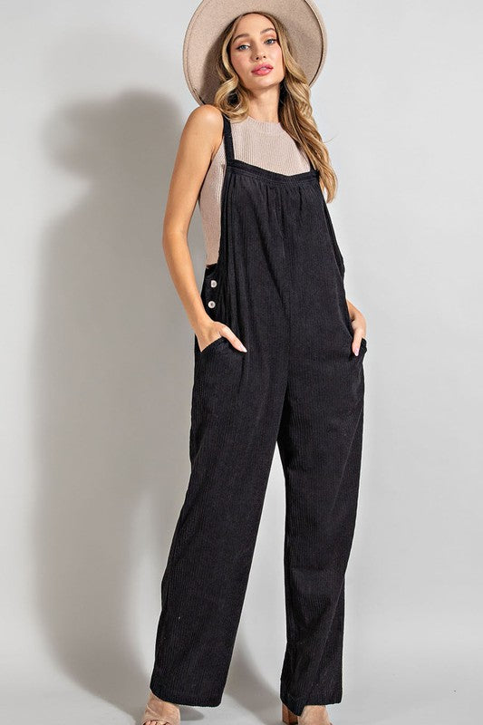 Corduroy Overalls - Black-overalls- Hometown Style HTS, women's in store and online boutique located in Ingersoll, Ontario