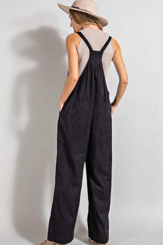 Corduroy Overalls - Black-overalls- Hometown Style HTS, women's in store and online boutique located in Ingersoll, Ontario