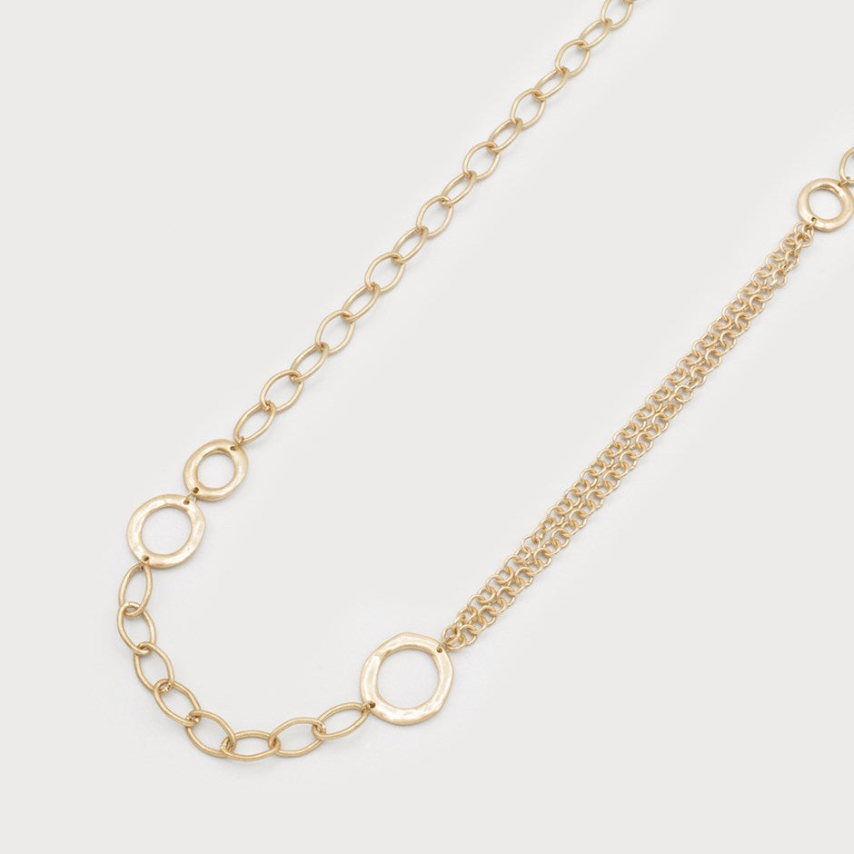 LONG NECKLACE OF INTERTWINED RINGS AND MIXED CHAINS-Accessories- Hometown Style HTS, women's in store and online boutique located in Ingersoll, Ontario