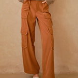 High Waist Cargo Pants - Camel-dress pants- Hometown Style HTS, women's in store and online boutique located in Ingersoll, Ontario