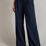 Wide Leg, Pleated Dress Pants - Navy-dress pants- Hometown Style HTS, women's in store and online boutique located in Ingersoll, Ontario