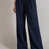 Wide Leg, Pleated Dress Pants - Navy-dress pants- Hometown Style HTS, women's in store and online boutique located in Ingersoll, Ontario