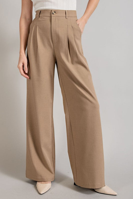 Wide Leg, Pleated Dress Pants - Coco-dress pants- Hometown Style HTS, women's in store and online boutique located in Ingersoll, Ontario