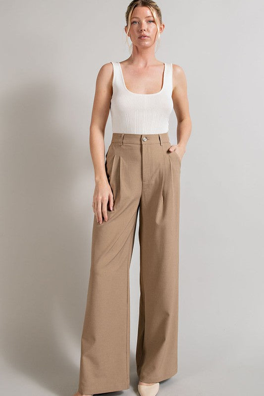 Wide Leg, Pleated Dress Pants - Coco-dress pants- Hometown Style HTS, women's in store and online boutique located in Ingersoll, Ontario