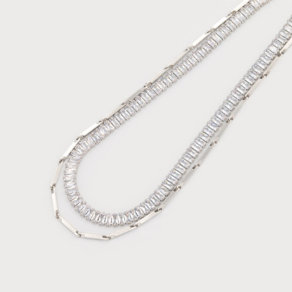 TWO-ROWS GLITTERING MESH NECKLACE-Accessories- Hometown Style HTS, women's in store and online boutique located in Ingersoll, Ontario