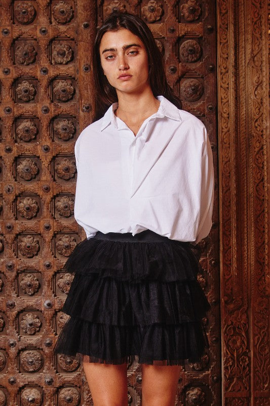 Tiered Tulle Skirt - Black- Hometown Style HTS, women's in store and online boutique located in Ingersoll, Ontario