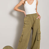 Mineral Wash Cargo Pants - Olive-Pants- Hometown Style HTS, women's in store and online boutique located in Ingersoll, Ontario
