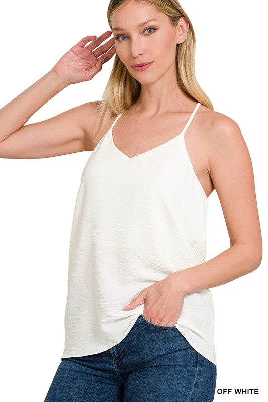 V Neck Cami Top - White-blouse- Hometown Style HTS, women's in store and online boutique located in Ingersoll, Ontario