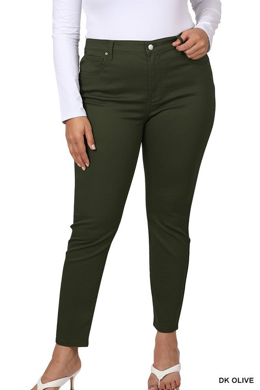 Skinny Denim Pants - Olive-Pants- Hometown Style HTS, women's in store and online boutique located in Ingersoll, Ontario
