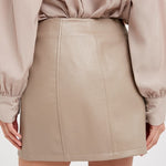 Faux Leather Mini Skirt - Cream-skirt- Hometown Style HTS, women's in store and online boutique located in Ingersoll, Ontario