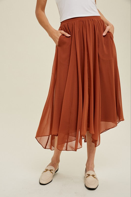 Chiffon Midi Skirt - Coco-Skirt- Hometown Style HTS, women's in store and online boutique located in Ingersoll, Ontario