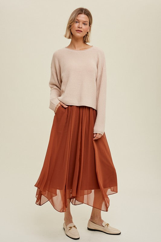 Chiffon Midi Skirt - Coco-Skirt- Hometown Style HTS, women's in store and online boutique located in Ingersoll, Ontario