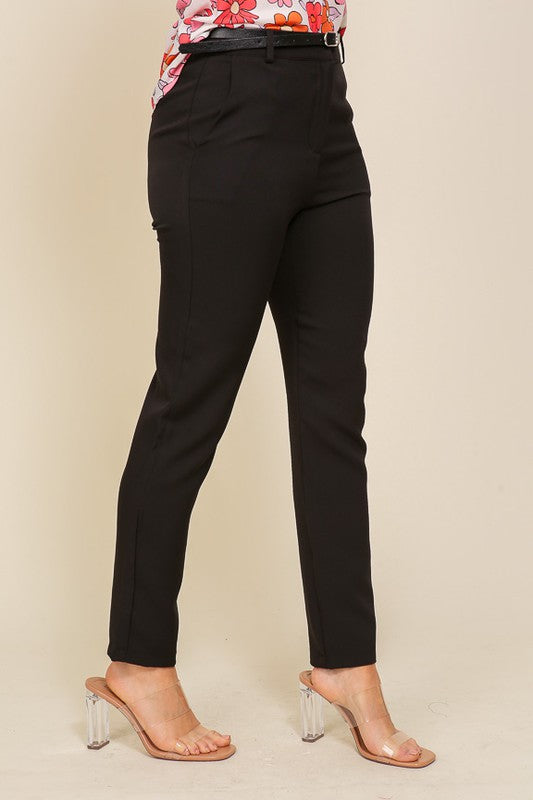 Dress Pants with Slim Belt - Black – Hometown Style Inc.