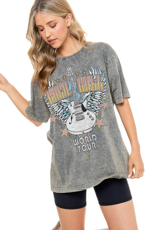 Rock n Roll Tee - Denim-T shirt- Hometown Style HTS, women's in store and online boutique located in Ingersoll, Ontario