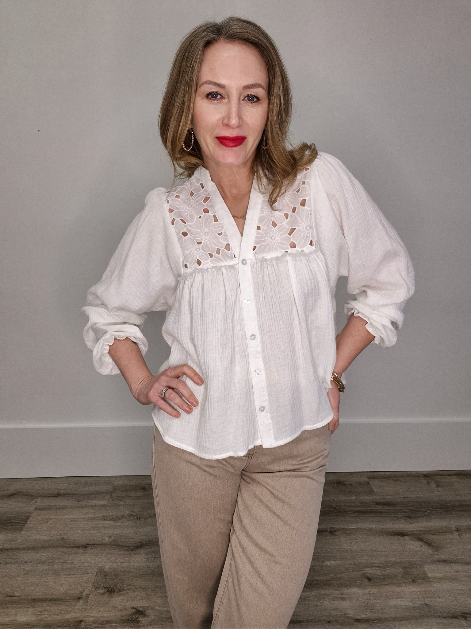 Flora Textured Blouse-Blouses- Hometown Style HTS, women's in store and online boutique located in Ingersoll, Ontario