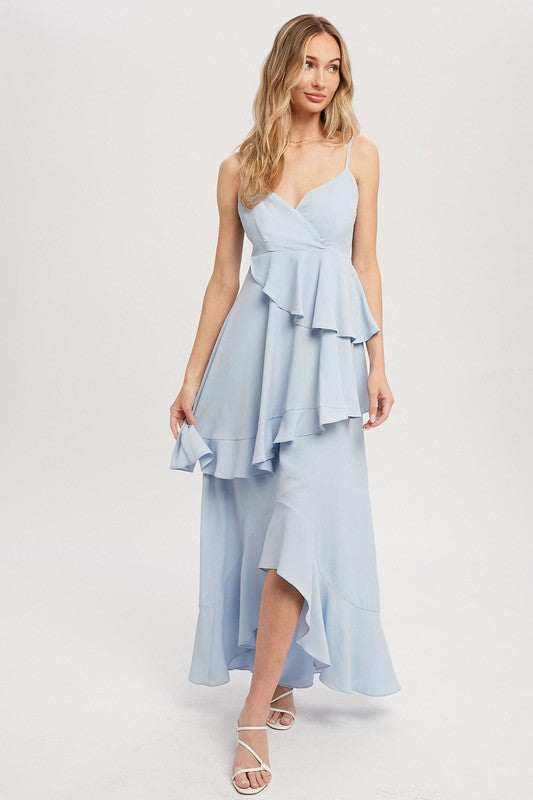 Ruffle Hem Maxi Dress - Sky-Dress- Hometown Style HTS, women's in store and online boutique located in Ingersoll, Ontario