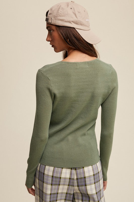 Ribbed Sweater Top - Olive-Sweater- Hometown Style HTS, women's in store and online boutique located in Ingersoll, Ontario