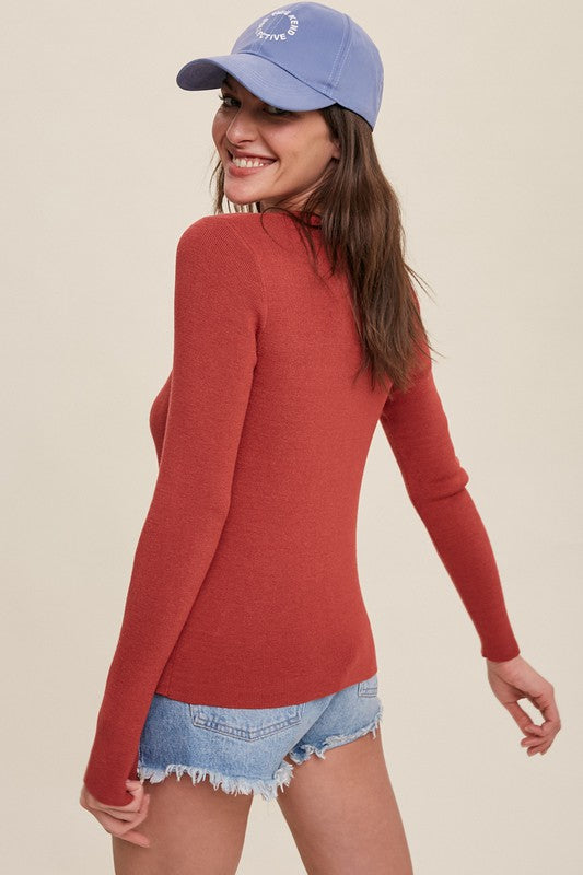 Ribbed Sweater Top - Poppy Red-Sweater- Hometown Style HTS, women's in store and online boutique located in Ingersoll, Ontario